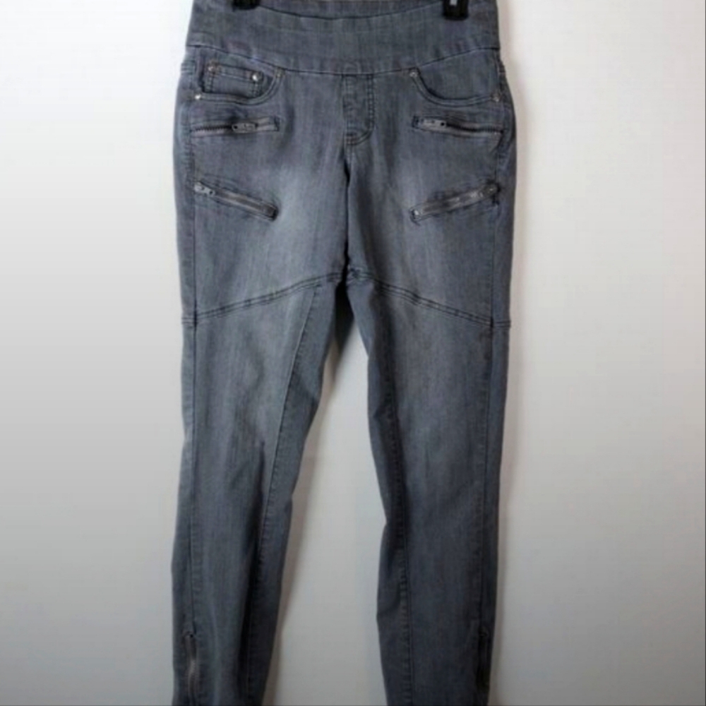 Jag Jeans moto High Rise Skinny Jeans Size 6/30 Gray Zip Pockets Pull On 😀
